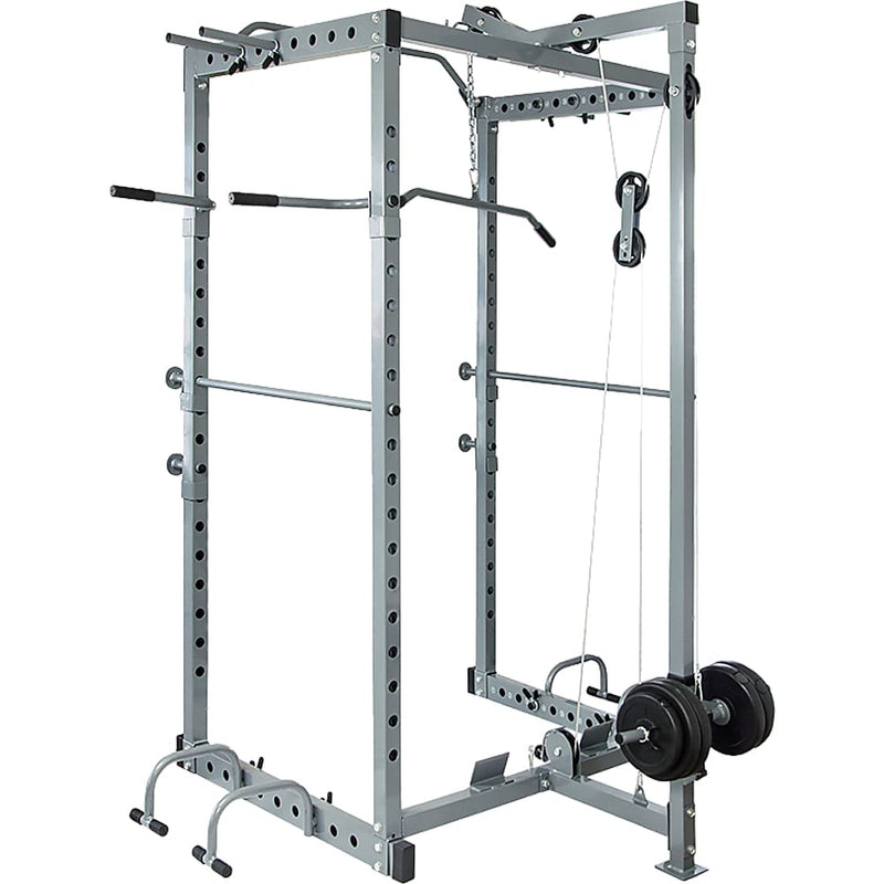 Power Rack Squat Cage Stands w Lat Pulldown Home Gym - 