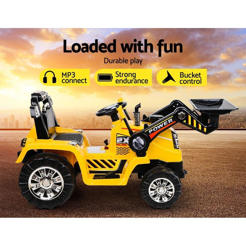 Rigo Kids Ride On Bulldozer Digger Electric Car Yellow - 