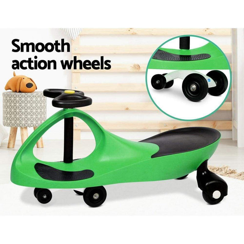 Keezi Kids Ride On Swing Car -Green - Baby & Kids > Cars