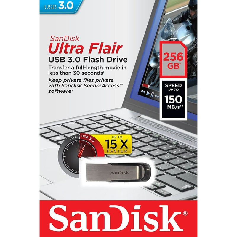 SANDISK 256GB CZ73 ULTRA FLAIR USB 3.0 FLASH DRIVE upto 