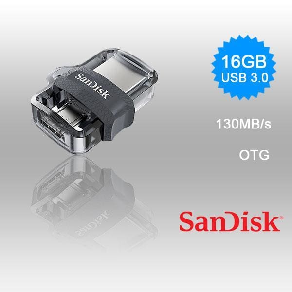 SANDISK OTG ULTRA DUAL USB DRIVE 3.0 FOR ANDRIOD PHONES 16GB