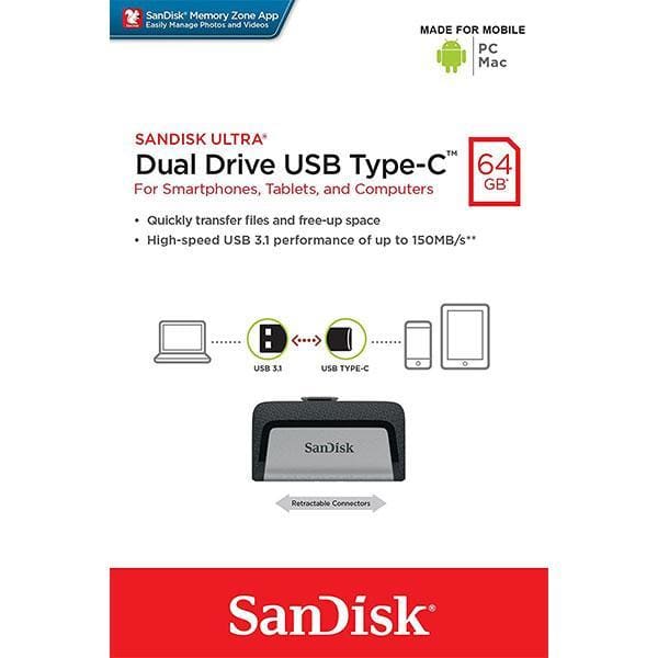 SANDISK ULTRA 64GB SDDDC2-064G Dual USB Drive Type-C 3.1 - 