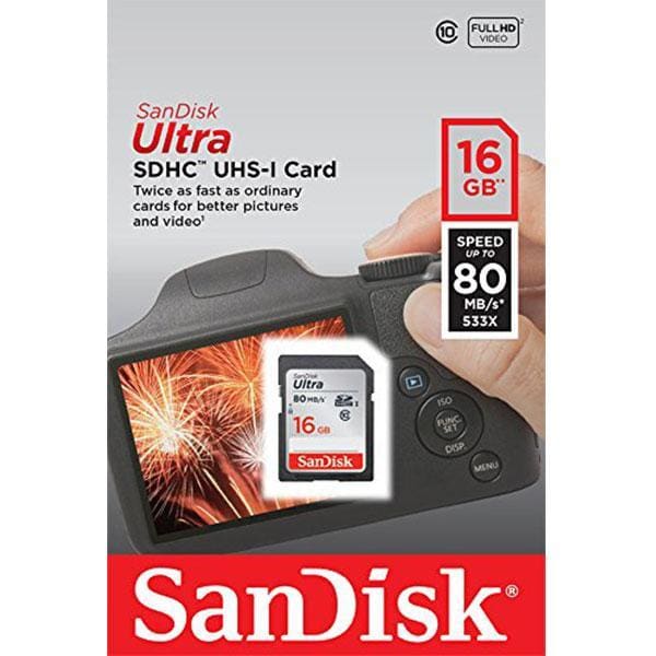 SDSDUNC-016G: SANDISK 16GB SDHC Class 10 Ultra 80MB/S - 