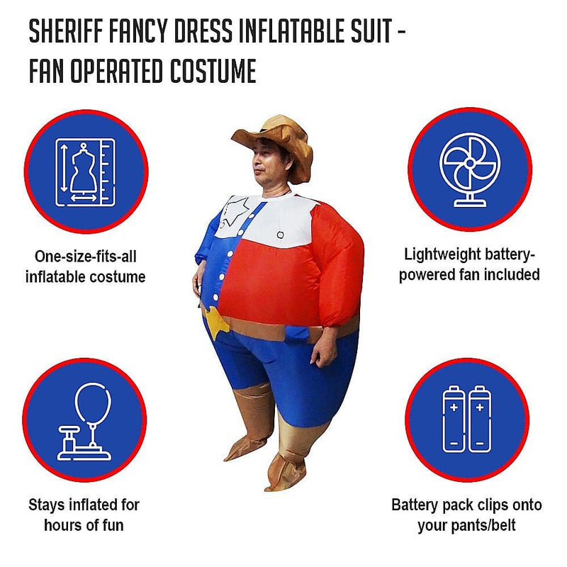 SHERIFF Fancy Dress Inflatable Suit -Fan Operated Costume - 