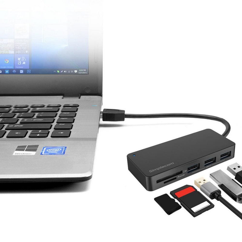 Simplecom CH368 3 Port USB 3.0 Hub with Dual Slot SD MicroSD