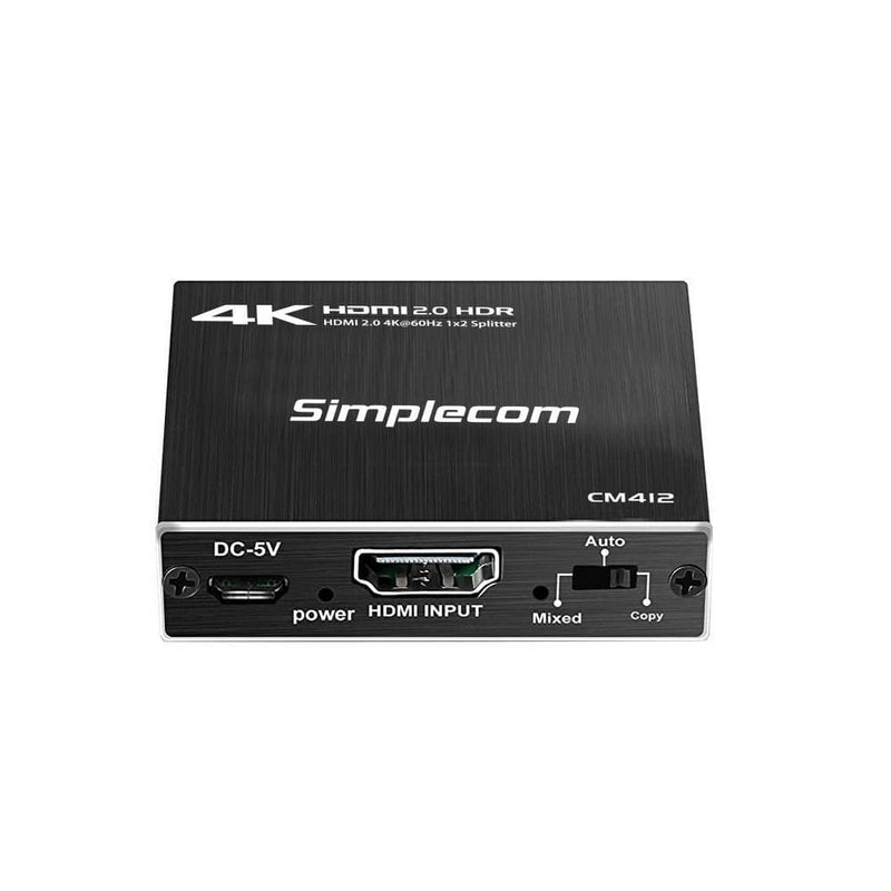 Simplecom CM412 HDMI 2.0 1x2 Splitter 1 IN 2 Out 4K@60Hz 