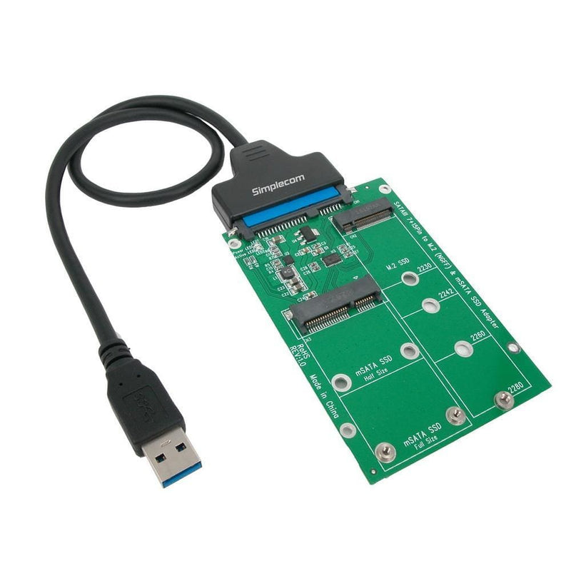 Simplecom SA221 USB 3.0 to mSATA + NGFF M.2 (B Key) SSD 2 in