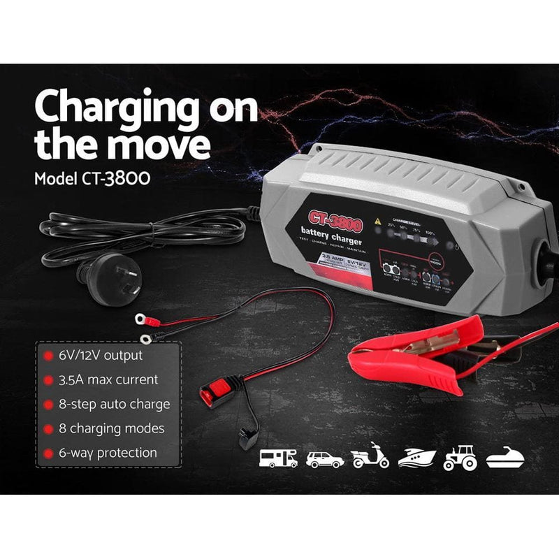 Smart Battery Charger 3.5A 12V 6V Automatic SLA AGM Car 
