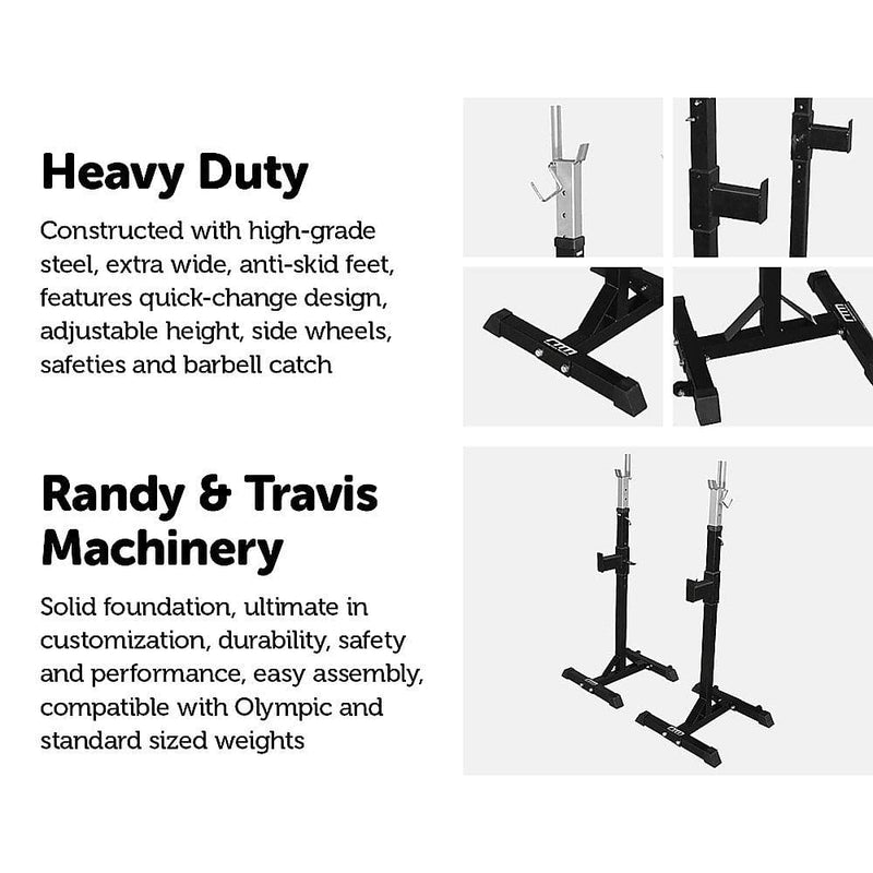 Squat Rack Stand Pair Bench Press Weight Lifting Barbell - 