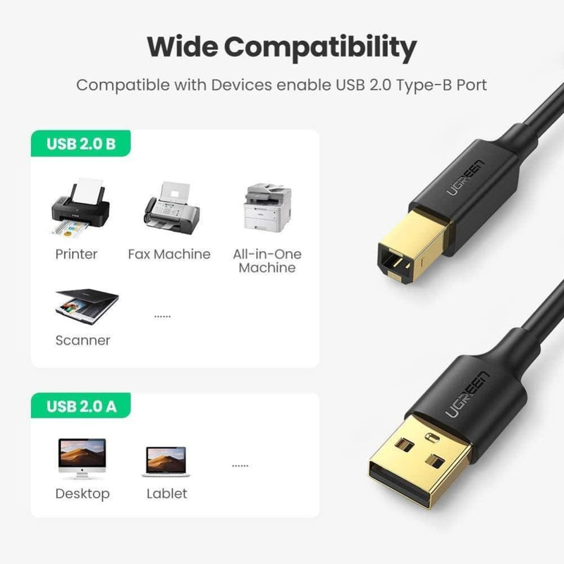 UGREEN USB 2.0 A Male to B Male Printer Cable 5m Black 10352