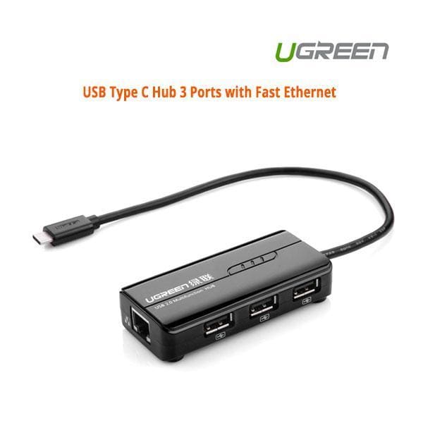 UGREEN USB Type-C 3-Port Hub with Fast Ethernet (30289) - 