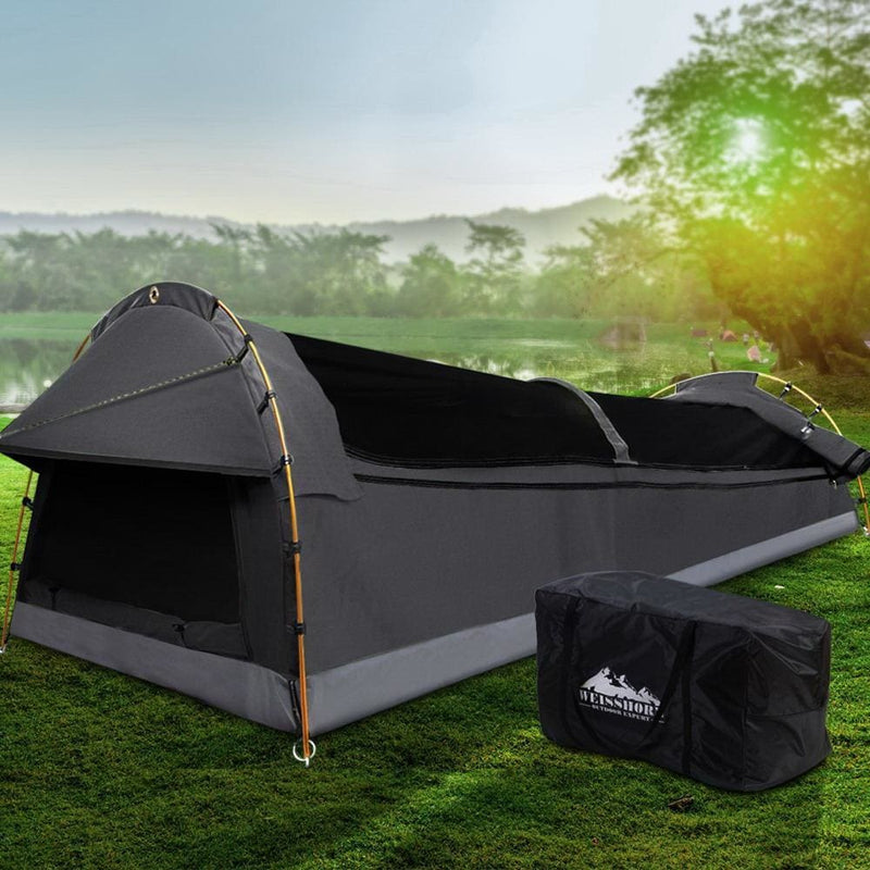 Weisshorn Camping Swags King Single Swag Canvas Tent Deluxe 