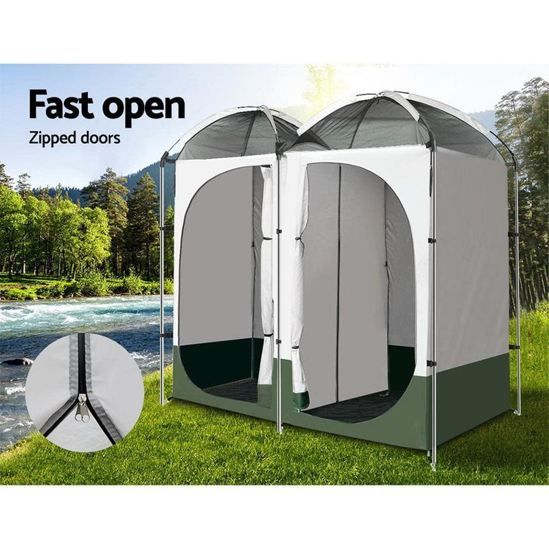 Weisshorn Double Camping Shower Toilet Tent Outdoor Portable