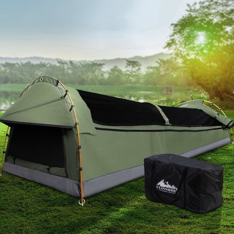 Weisshorn Double Swag Camping Swags Canvas Tent Deluxe 