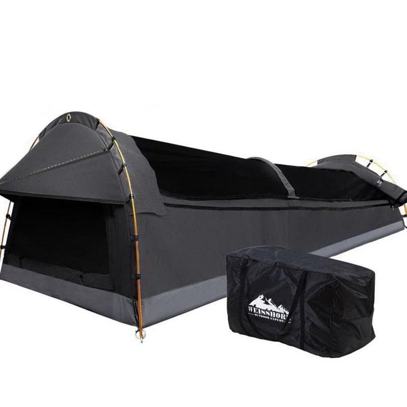 Weisshorn Double Swag Camping Swags Canvas Tent Deluxe Dark 