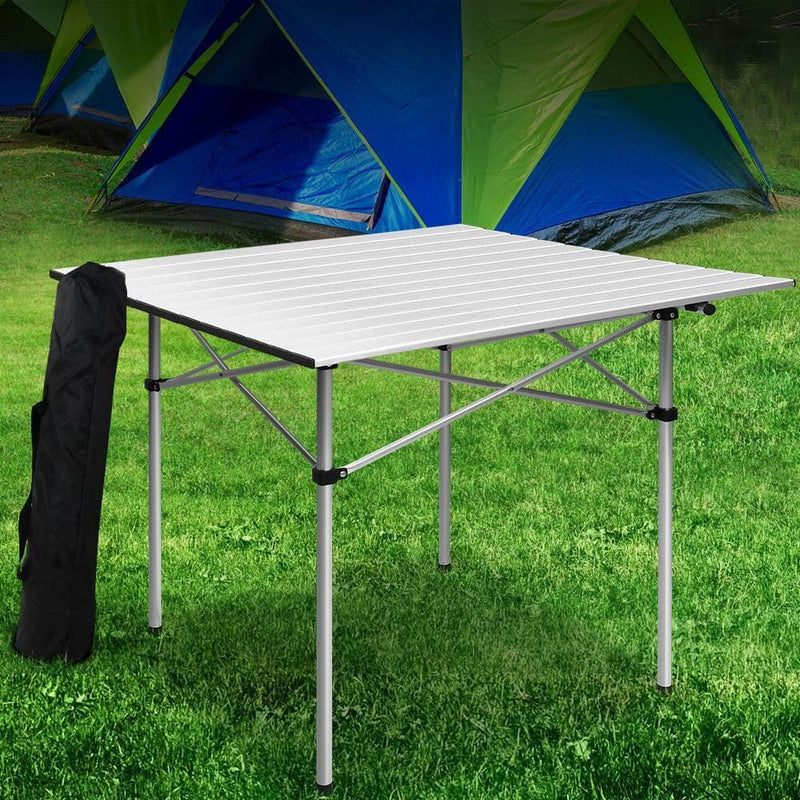 Weisshorn Portable Roll Up Folding Camping Table - Outdoor >