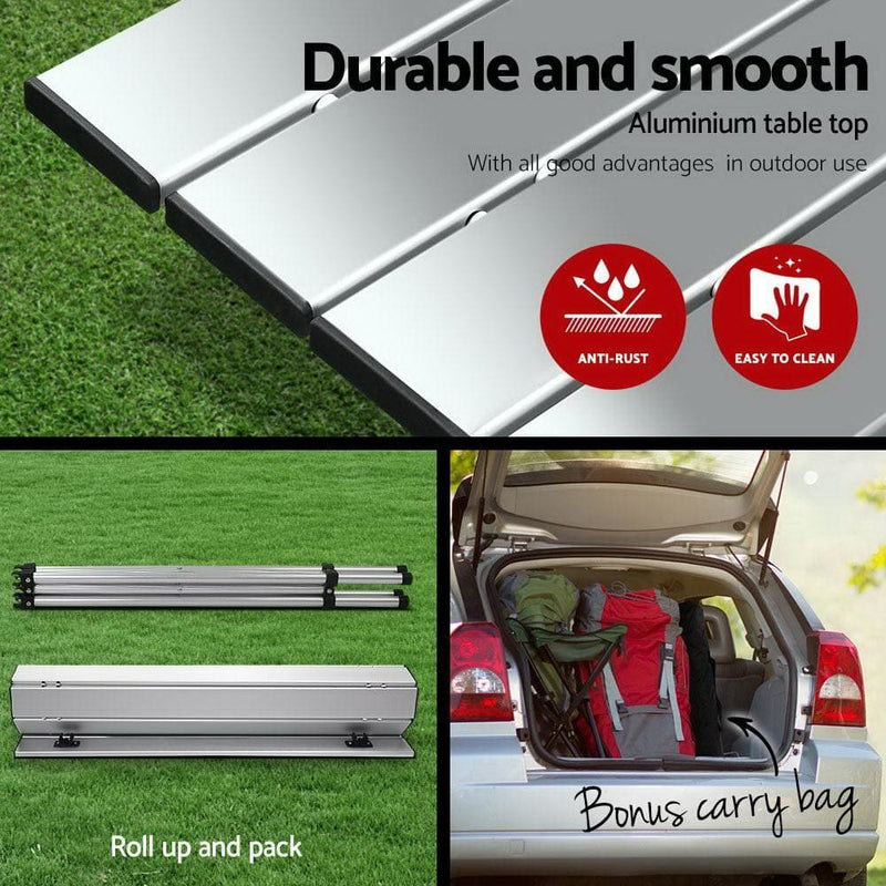 Weisshorn Portable Roll Up Folding Camping Table - Outdoor >