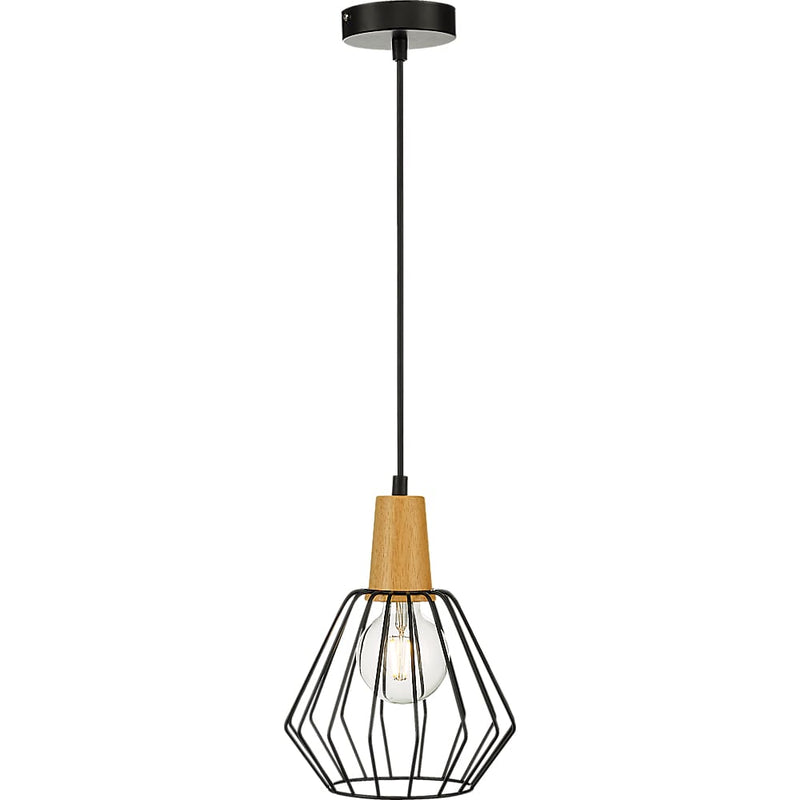 Wood Pendant Light Bar Black Lamp Kitchen Modern Ceiling 