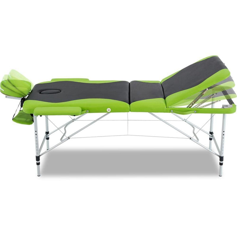 Zenses 3 Fold Portable Aluminium Massage Table - Green & 