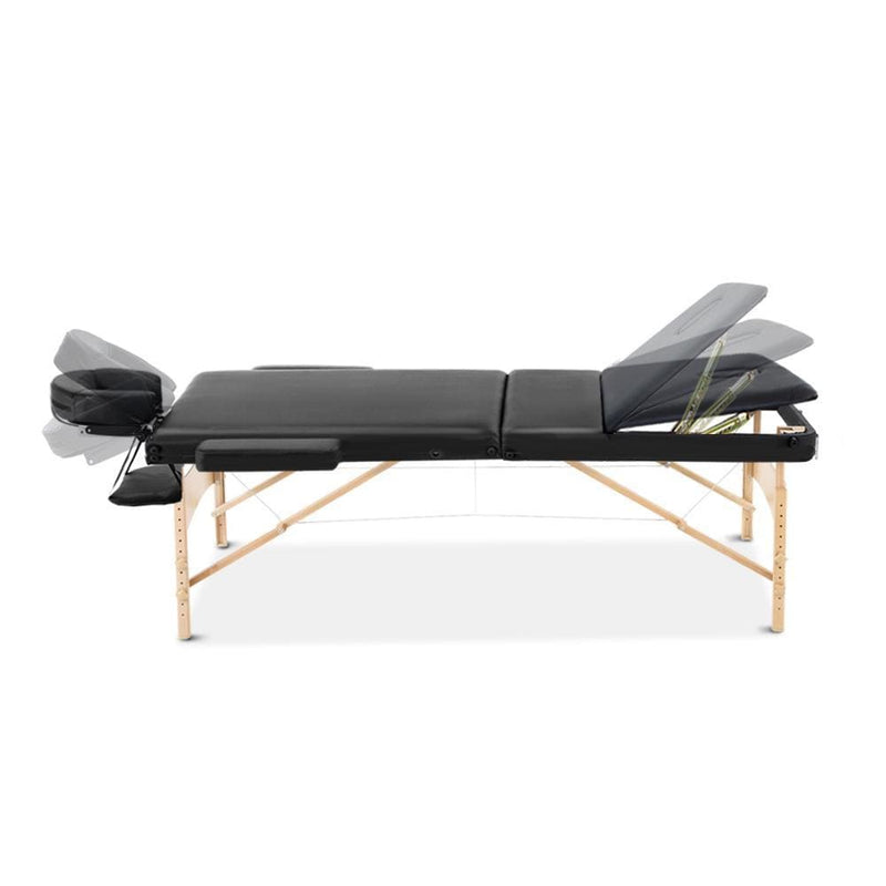 Zenses 60cm Wide Portable Wooden Massage Table 3 Fold 