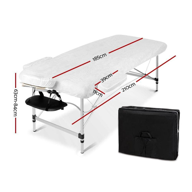 Zenses 70cm Wide Portable Aluminium Massage Table Two Fold 