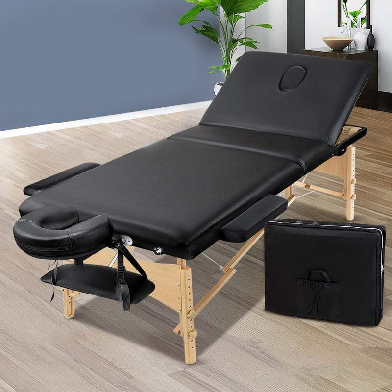 Zenses 75cm Wide Portable Wooden Massage Table 3 Fold 